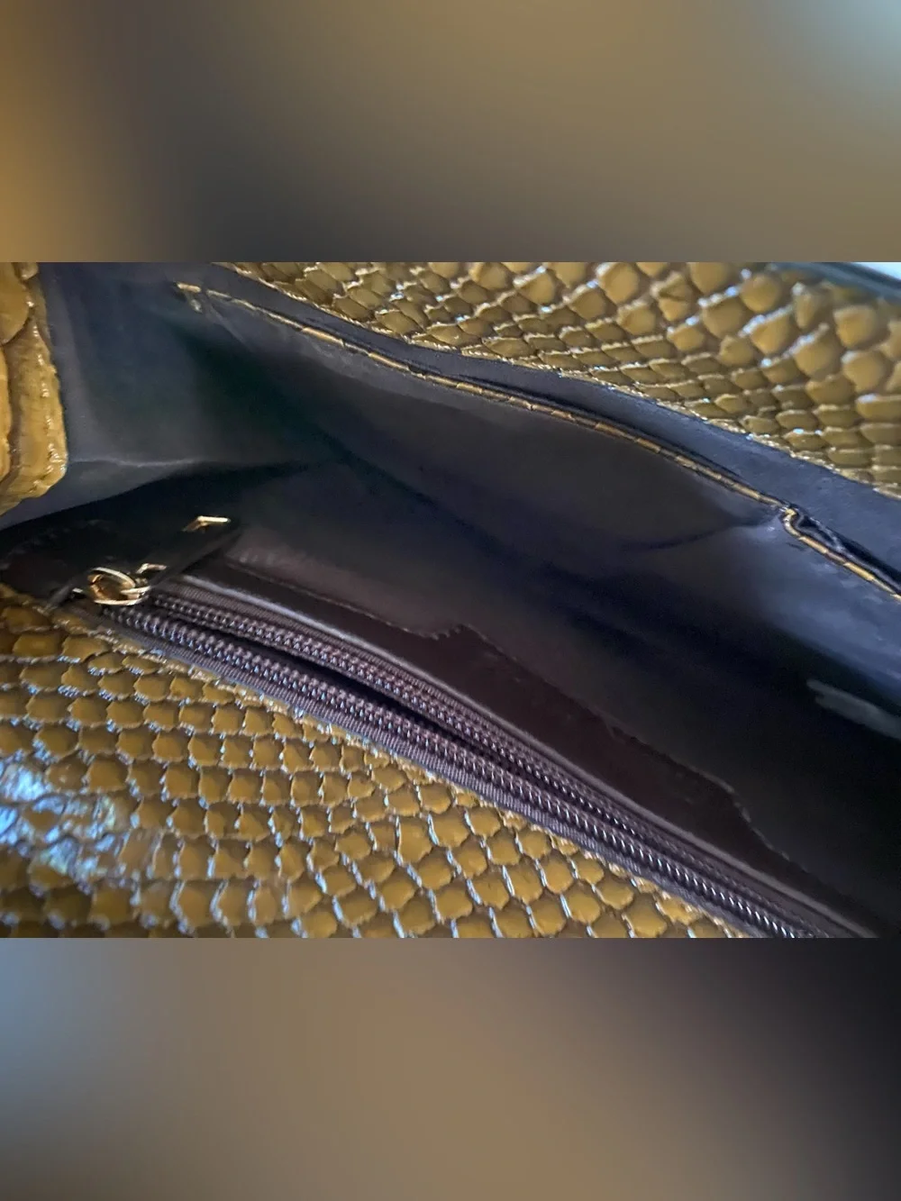 Mellow World Faux Snakeskin Brown Shoulder Bag / Crossbody with Gold Hardware